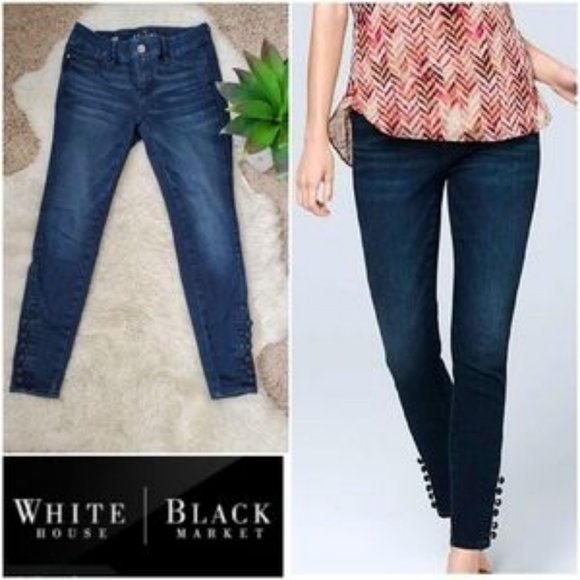 WHBM Skinny Ankle Jeans with Ankle Button Detailing - Size: 0 - Picture 16 of 16